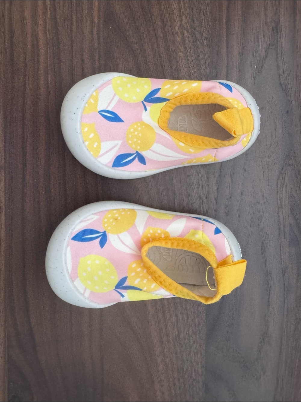 Jan & Jul Baby Lemon Print Slip-On Water Shoes - Yellow Pink